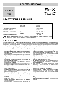Manuale Electrolux-Rex RT800 Lavatrice