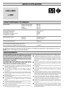 Mode d’emploi FAR L2503 Lave-linge