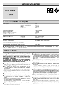 Mode d’emploi FAR L3005 Lave-linge