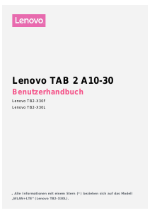 Bedienungsanleitung Lenovo TB2-X30F TAB 2 A10-30 Tablet