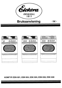 Bruksanvisning Elektra ESN 601 Komfyr