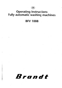 Manual Brandt BFV1008 Washing Machine