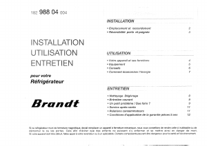 Mode d’emploi Brandt AS310C Réfrigérateur