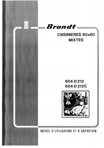 Mode d’emploi Brandt 604D212C Cuisinière