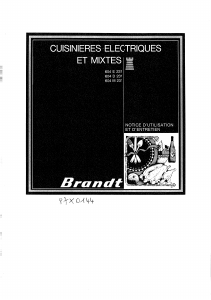 Mode d’emploi Brandt 604M231 Cuisinière