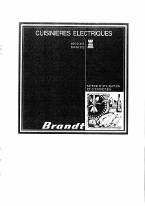 Mode d’emploi Brandt 604D541 Cuisinière