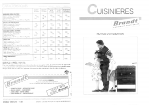 Mode d’emploi Brandt G624CN Cuisinière