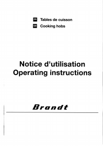 Mode d’emploi Brandt BIG60B Table de cuisson