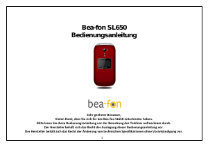 Bedienungsanleitung Beafon SL650 Handy
