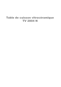 Mode d’emploi Arthur Martin-Electrolux TV2804N Table de cuisson