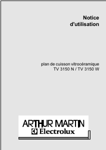 Mode d’emploi Arthur Martin-Electrolux TV3150W Table de cuisson