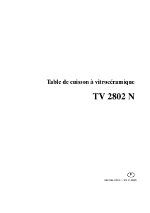 Mode d’emploi Arthur Martin-Electrolux TV2802N Table de cuisson