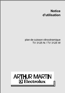 Mode d’emploi Arthur Martin-Electrolux TV3125N Table de cuisson