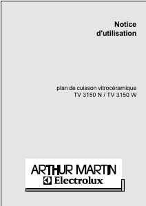 Mode d’emploi Arthur Martin-Electrolux TV3150N Table de cuisson