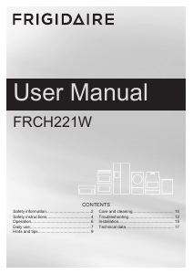 Manual Frigidaire FRCH221W Freezer