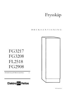 Bruksanvisning ElektroHelios FG2908 Frys