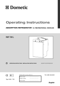 Manual Dometic RMF 7390 L Refrigerator