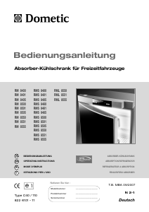 Manual Dometic RML 8550 Refrigerator