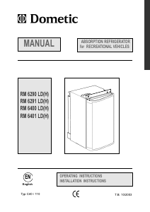 Manual Dometic RM 6290 LDH Refrigerator
