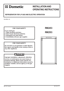 Manual Dometic RM 2553 Refrigerator