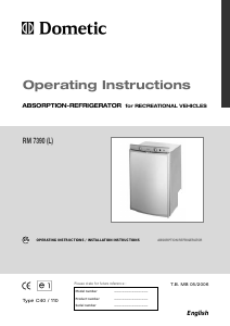 Manual Dometic RM 7390 Refrigerator