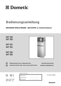 Bedienungsanleitung Dometic RMT 7850 Kühl-gefrierkombination