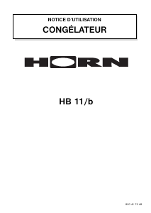 Mode d’emploi Horn HB11/B Congélateur