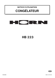 Mode d’emploi Horn HB223 Congélateur