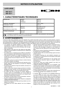 Mode d’emploi Horn HB123T Lave-linge