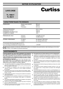 Mode d’emploi Curtiss TL1002V Lave-linge