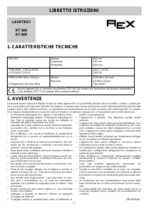 Manuale Rex RT500 Lavatrice