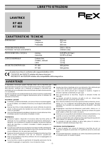 Manuale Rex RT503 Lavatrice