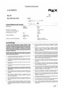 Manuale Rex RL5PJ Lavatrice