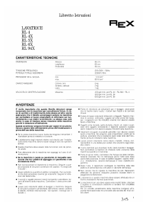 Manuale Rex RL94X Lavatrice