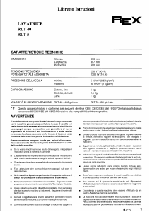 Manuale Rex RLT40 Lavatrice