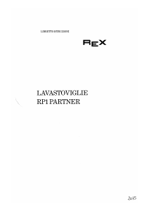 Manuale Rex RP1 PARTNER Lavastoviglie