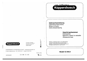 Bedienungsanleitung Küppersbusch IG 646.0J Geschirrspüler