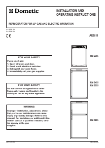 Manual Dometic RM 2355 Refrigerator