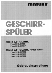 Bedienungsanleitung Matura MAT9081D Geschirrspüler
