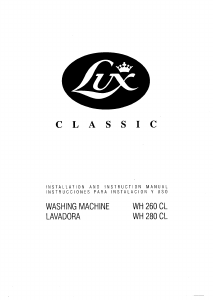 Manual de uso Lux WH260CL Classic Lavadora