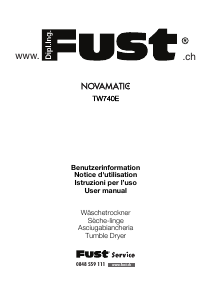 Manuale Fust Novamatic TW740E Asciugatrice