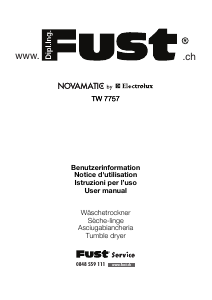 Manuale Fust Novamatic TW7757 Asciugatrice