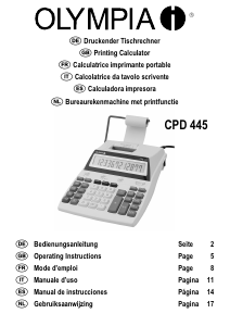 Manual Olympia CPD 445 Printing Calculator