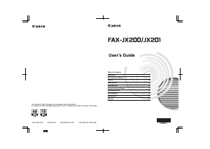 Manual Canon FAX-JX201 Fax Machine