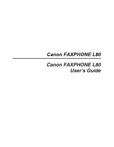 Manual Canon L80 Fax Machine