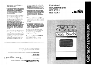 Bedienungsanleitung Juno-Le Maitre HSE4305.1 Herd