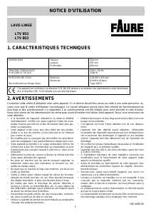 Mode d’emploi Faure LTV953 Lave-linge