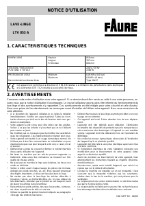 Mode d’emploi Faure LTV853A Lave-linge