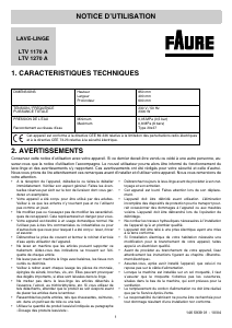 Mode d’emploi Faure LTV1270A Lave-linge