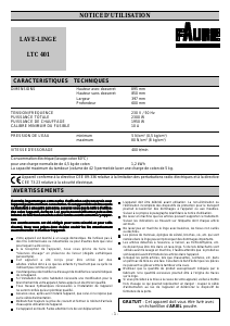 Mode d’emploi Faure LTC401 Lave-linge